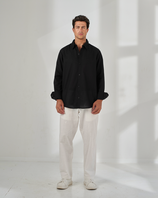 Black linen chemise